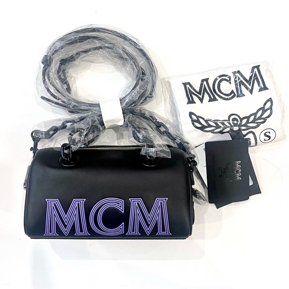 MCM Black and Purple Satchel - Picture 1 of 7